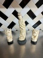 Antique vintage HEAVY carved Chinese Resin Figures kylin foo dogs geisha woman