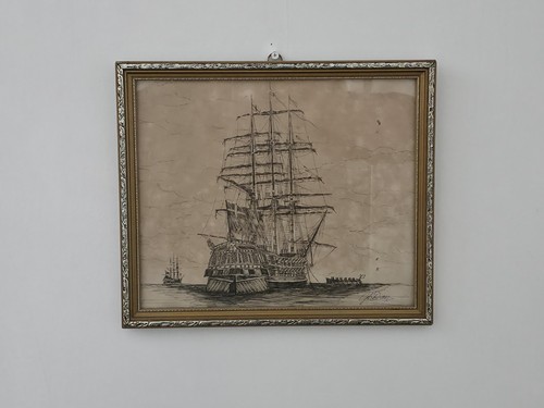 Vintage framed galleon - vintage, ship