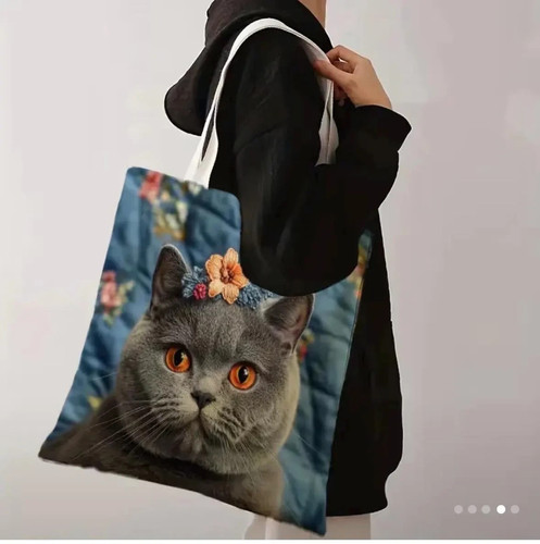 British blue cat tote reusable