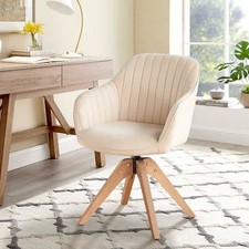 1 PC Swivel Dining Chairs Brushed Velvet Oak Solid Wood Dining Room Kitchen