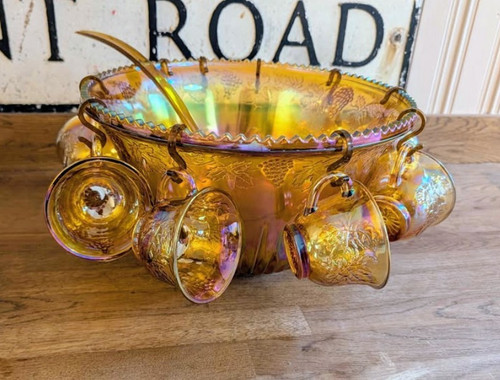 Vintage orange carnival glass - vintage,