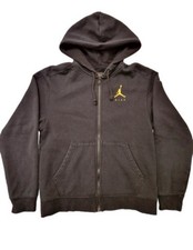 Nike Air Jordan Black Full Zip Hoodie Sweatshirt Men’s Size Small Gold Jumpman