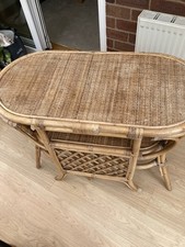 Vintage Bamboo Bistro Dining Set – Mid Century Retro Table & 2 Chairs