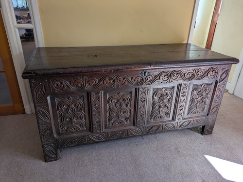Antique oak coffer 19th - coffer,, 18-19th