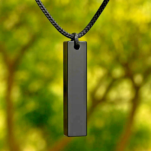 Natural obsidian bar - obsidian, pendant