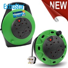 4 Gang Way Extension Reel Cable Lead UK Plug Sockets Heavy Duty Electric Safety