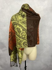 Cashmere Scarf 100% Kashmire Knit Wrap Floral Patterned Shawl Cape Large