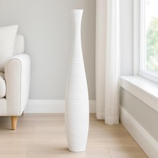 Large White Curved Floor Vase