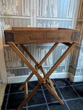 Butler  Tray Veuve Clicquot champagne Vintage Style Waxed Wood Folding Legs.