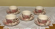 JOHNSON BROTHERS ROSE CHINTZ Set of 5 Cups & Saucers Vintage