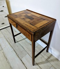 Arts And Crafts Desk Solid Golden Oak With  A Patchwork Inlaid Top Drawer C1920
