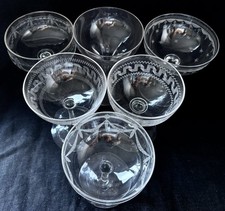 GORGEOUS HARLEQUIN Set of 6 ART DECO CHAMPAGNE SAUCERS/COUPES c1930