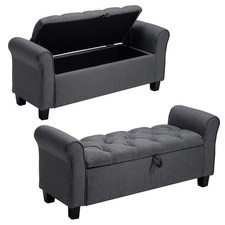 Linen Upholstered Ottoman