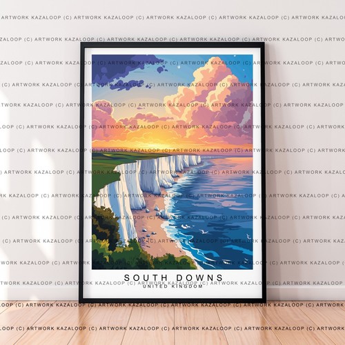 South downs sunset unframed - south,