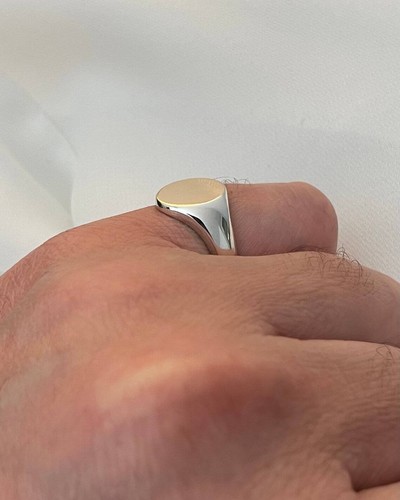 Sterling silver oval signet - silver,