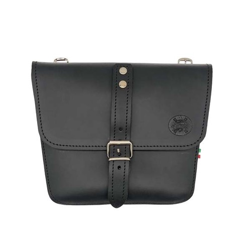 Black leather side pannier bag - leather,