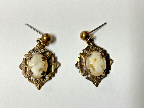 Vintage cameo earrings - cameo,