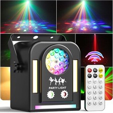 RGB LED Laser Beam Gobo Projector Cob Strobe Light DJ Disco Lights w/ Remote