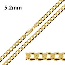 9ct Gold Plated on Sterling Silver 16, 18, 20, 22, 24, 26, 28" Flat Curb Chain