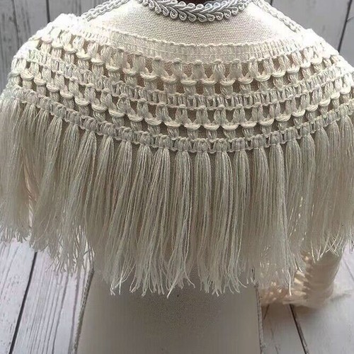 Beige tassel fabric trim - fabric,