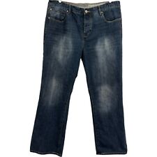 RJR Rocha John Men's Straight Leg Mid Rise Regular Buttons Blue Jeans Size 40x32