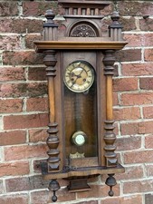 Antique Wooden Long Case Wall Clock Single Pendulum Chime & Key
