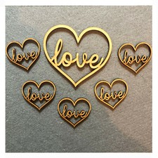 Wooden LOVE Heart Shapes -