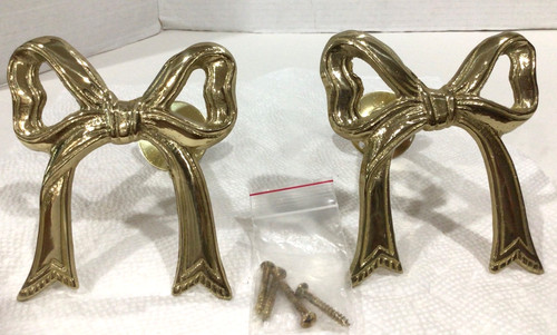 Brass bow curtain tiebacks lot - tiebacks,