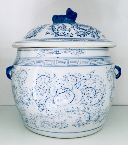 Vintage white blue porcelain - blue,