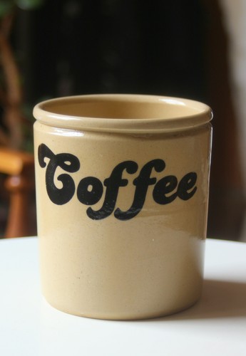 Vintage stoneware coffee jar - vintage,