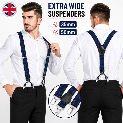 Mens black braces suspenders - black,