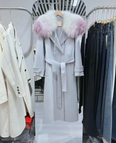 Lilac wool long coat - long,