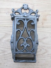 Heavy Cast Iron Country Decorative Match Box Holder Matchbox Stick Wall Mounted