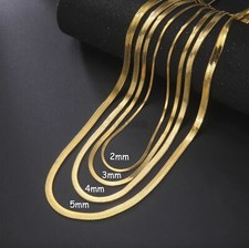 Stainless Steel Snake Chain Necklace Gold Silver Herringbone Flat Neck Chains