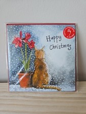Alex Clark Art Set Of 5 Christmas Cards Cat And Amaryllis