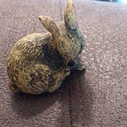 Small painted resin rabbit - painted,
