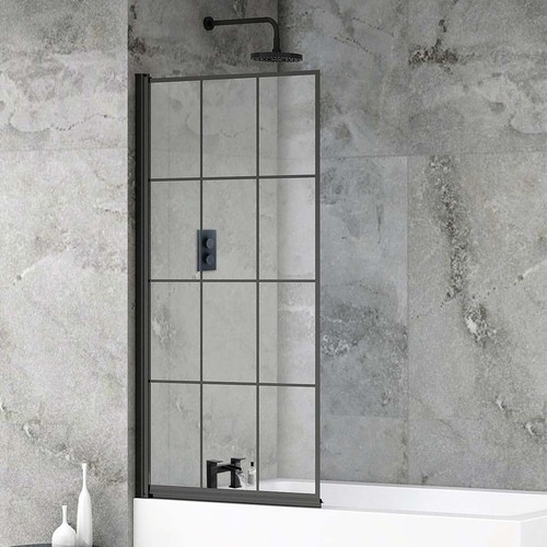 Black grid bath screen 1400 - bath,