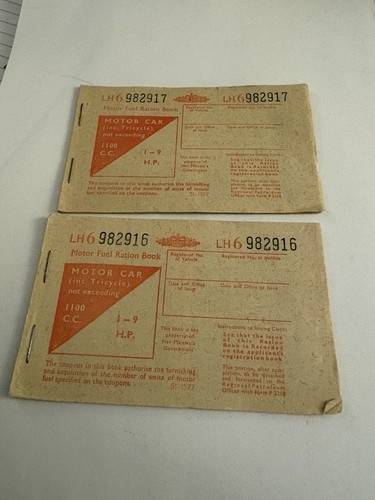 Motor fuel ration book - fuel, coupon