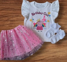 Personalised my 3 4 5 birthday tutu tiara skirt t shirt  socks  outfit *peppa*