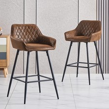 Rossa 67cm Vintage Suede Bar Stool with Arm (2 stools included in listing)