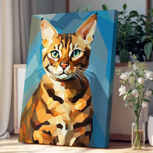 Bengal cat cubism - cubism, canvas
