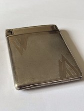 Vintage Austrian Art Deco Metal Cigarette / Card Case with Built In Lighter