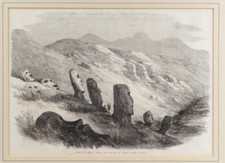 Rare Easter Island Moai Antique Print Otuiti Crater Published 1869 VGC