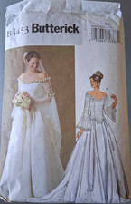 Butterick pattern 4453 wedding dress size 8-14 partially cut