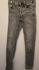 Mens Grey Denim Jeans Button