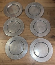  6 vintage Pewter Chargers