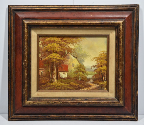 Vintage art painting - art, lakeside