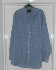 BHS Atlantic Bay Blue Mix Checked Long Sleeve Cotton Blend Shirt  -UK Size XXL
