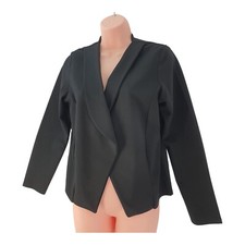 Boohoo women's black open front blazer jacket smart casual Size 14
