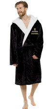 Personalised Hood Robe Black Guinness style logo Dressing Gown Christmas Gift